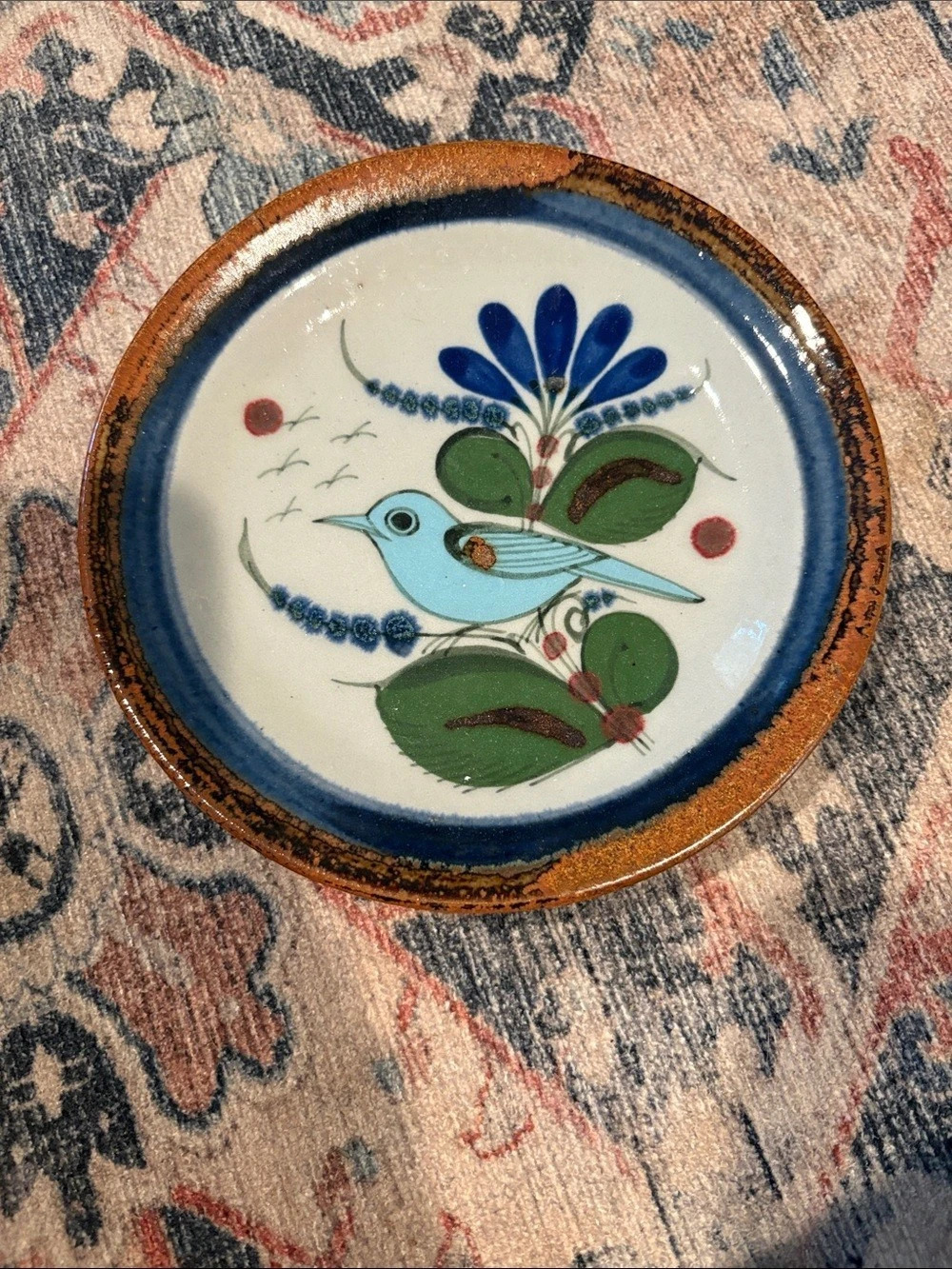 Metro Hand-Painted Bird Ceramic Plate Blue & White